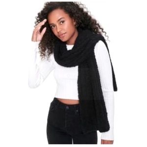 Cozy and Fuzzy plush knit oblong black scarf